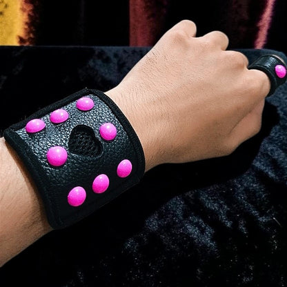 LEATHER STUDDED WRIST GEAR